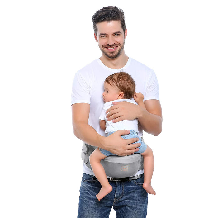 Baby Hüftsitz Leichte Taille Hocker 4 Tragepositionen für Kinder 0-36 Monate Neugeborenes - Grau