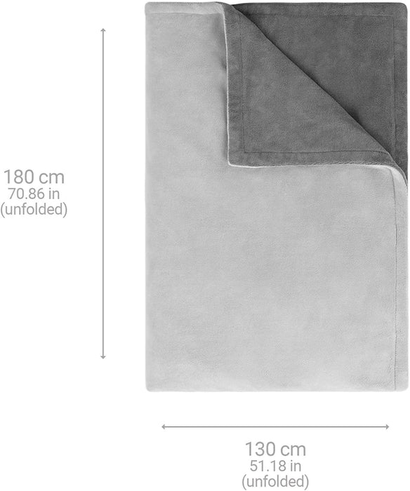 Medisana Kuschelheizdecke, waschbar, Kuscheldecke mit Abschaltautomatik, 4 Temperaturstufen, 180 x 130 cm, 2-farbig Wendeoptik, grau/dunkelgrau
