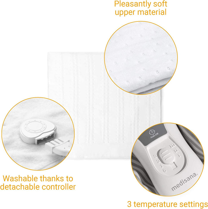 Medisana Wärmeunterbett, 150 x 80 cm, Abschaltautomatik, Überhitzungsschutz, 3 Temperatursstufen, waschbar, Matratzenheizung 