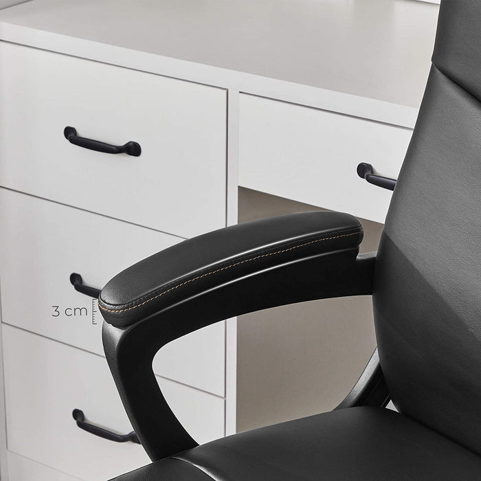 Bürostuhl, Schreibtischstuhl, Chefsessel mit Kunstleder-Bezug, Schaumstoffpolsterung, höhenverstellbar zwischen 95 und 103 cm, Wippfunktion, Sternfuß
