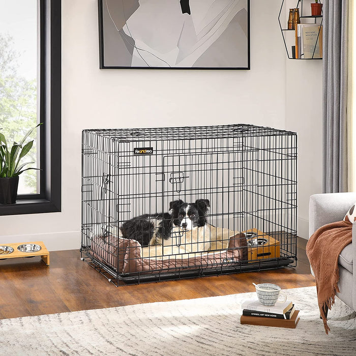 Hundekäfig, Hundebox, klappbar, 107 x 70 x 77,5 cm, schwarz