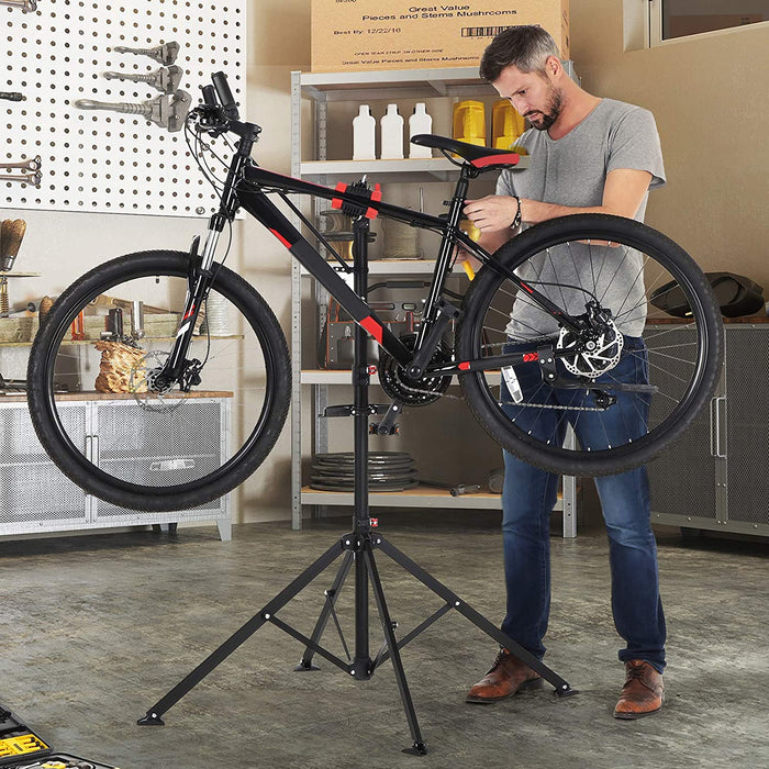 Fahrradmontageständer, Reparaturständer für Fahrräder, Fahrradreparaturständer für Profis, mit Schnelllösevorrichtung, Werkzeugschale, Lenkerhalter