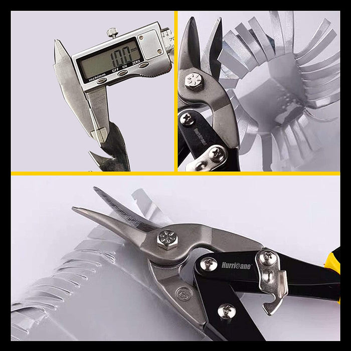 Blechschere 3 teilig - Cr-V-Stahl Profi Trockenbau Werkzeug, Blech Schneiden uvm Metallschere mit Hebelübersetzung - 250mm