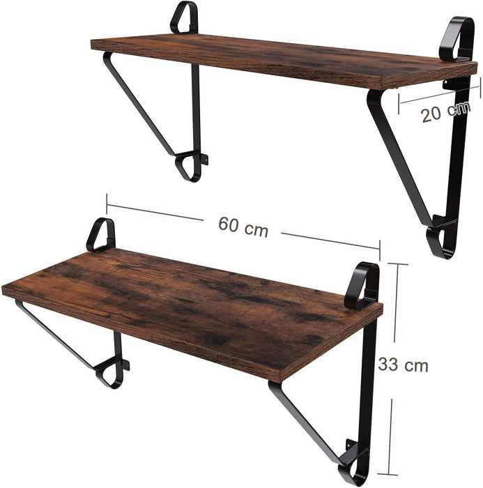Wandregale, 2er Set, große Schweberegale, stabile Hängeregale, Wandboards für Wohnzimmer, Schlafzimmer Flur 60 x 20 x 33 cm (L x B x H)