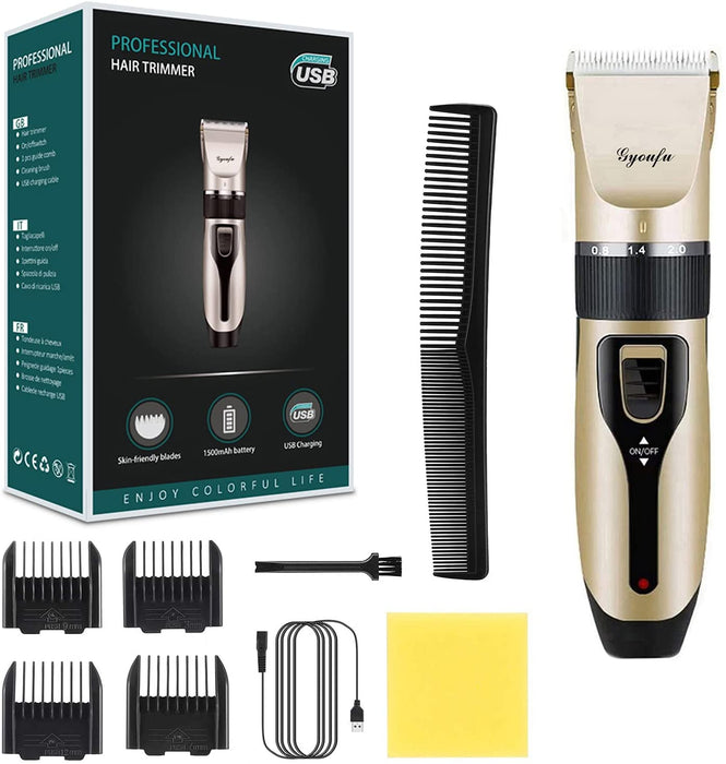 Haarschneidemaschine für Männer Haarschneide-Kit Elektrischer wiederaufladbarer Bartschneider Akku-Bartrasierer (Gold A1)