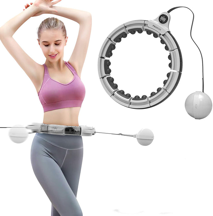 Smart Fitness Reifen, Smart Hula Hoop Reifen mit Zähler und Schwerkraftball, 16 Segmente Verstellbare Größe Nicht Fällt Hoola Hoop mit Massagenoppe