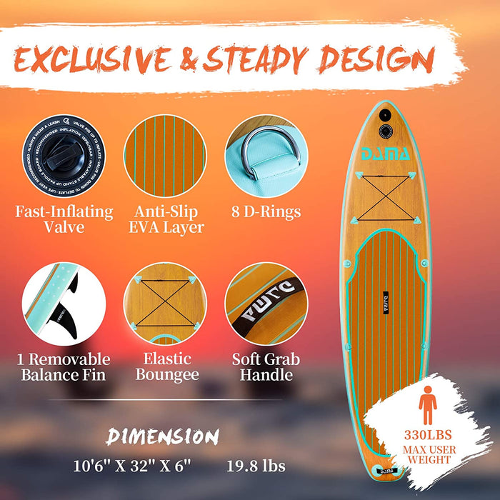 Inflatable Stand Up Paddle Board, Yoga Board, Camera Seat, Floating Paddle, Hand Pump, Board Carrier, Waterproof Bag, Traveling Board for Surfing …