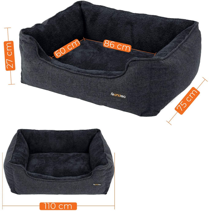 Hundebett, Bezug abnehmbar, 110 x 75 x 27 cm, dunkelgrau