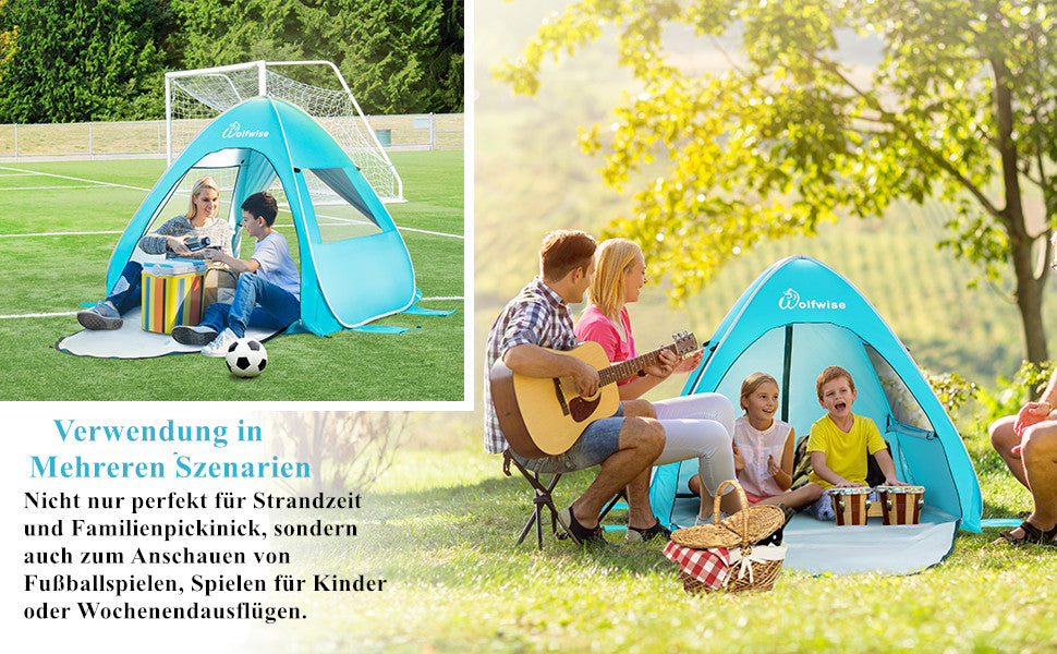 UV-Schutz 50+ Pop up Strandmuschel Automatisches Strandzelt mit Ausziehbarer Boden Familien Portable Baby Beach Zelt in Outdoor Tragbar Wurfzelt