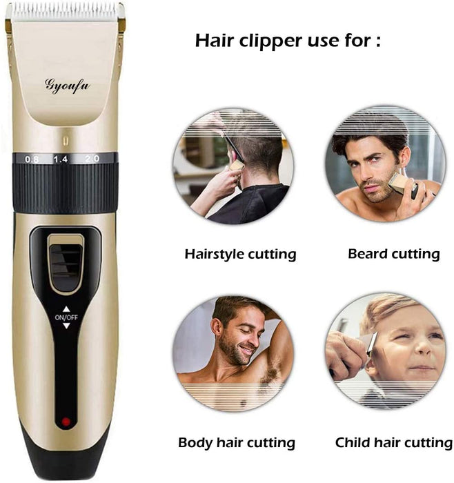 Haarschneidemaschine für Männer Haarschneide-Kit Elektrischer wiederaufladbarer Bartschneider Akku-Bartrasierer (Gold A1)