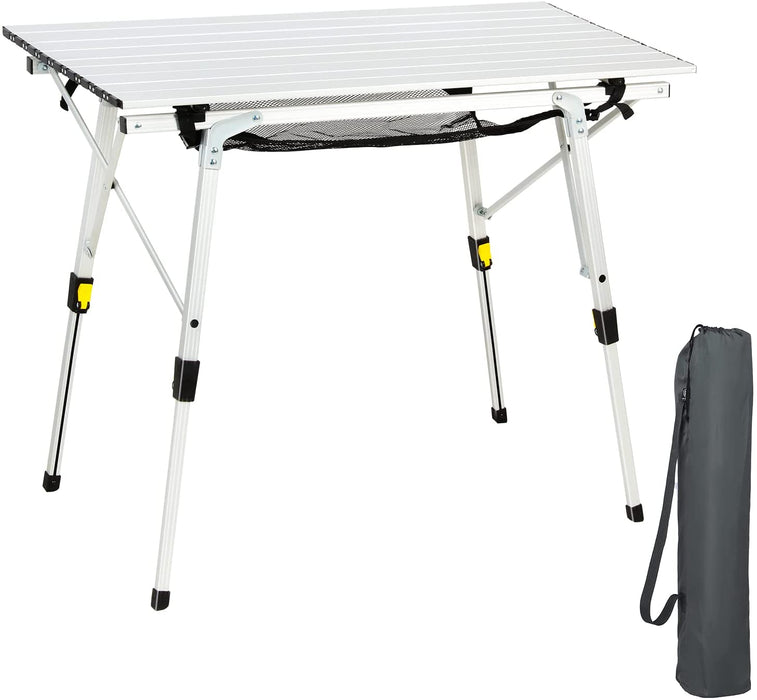 Aluminium Campingtisch klappbar Klapptisch faltbar tragbar leicht Falttisch Tischbein Höheneinstellbar Tischplatte Größe 89.9 x 53cm