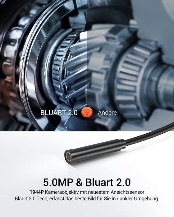 5.0MP Endoskop Kamera mit 4,5 Zoll IPS-Bildschirm, 1944P Digitales Endoskopkamera mit Licht, 8.5 mm dünne wasserdichte Inspektionskamera