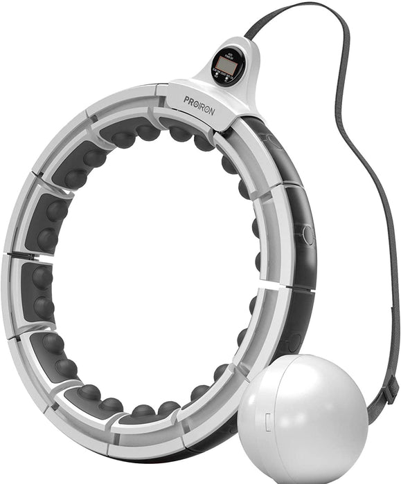 Smart Fitness Reifen, Smart Hula Hoop Reifen mit Zähler und Schwerkraftball, 16 Segmente Verstellbare Größe Nicht Fällt Hoola Hoop mit Massagenoppe