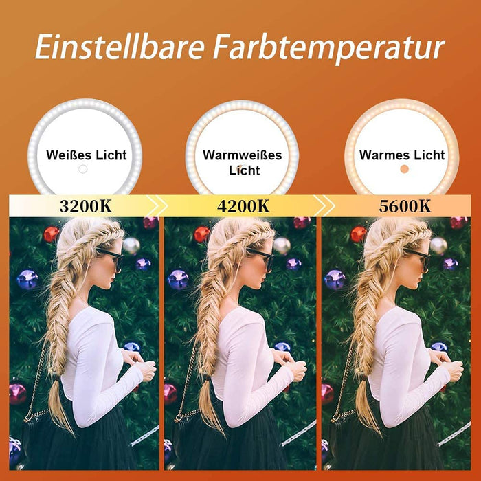 10.2 Zoll LED Ringlicht mit 15-63 Zoll Stativ, Dimmbare Selfie Ringleuchte mit Handyhalter und Fernbedienung, 3 Farbe und 10 Helligkeitsstufen für YouTube TikTok