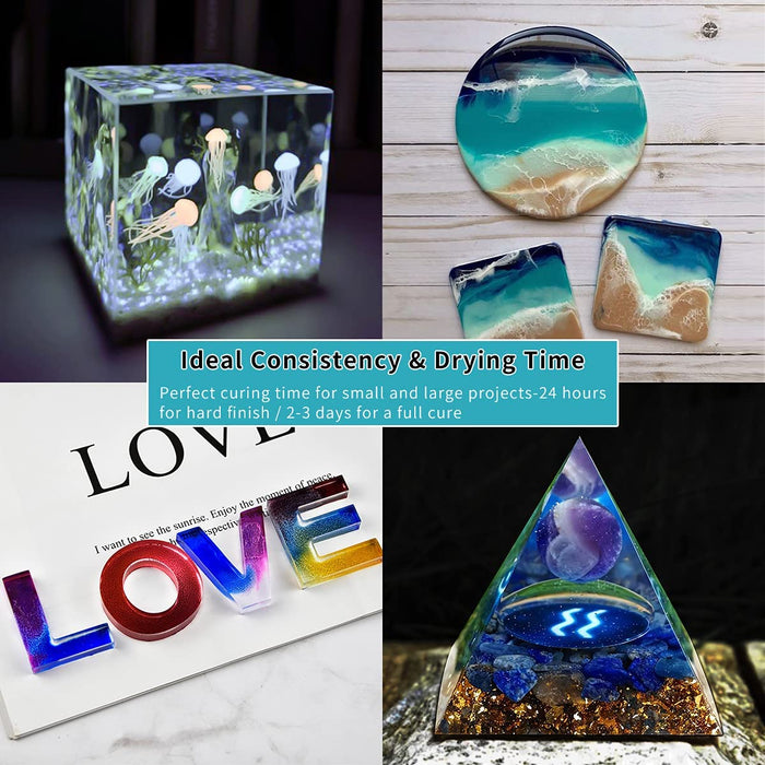 Epoxidharz 500ml/18.5oz Glasklar Epoxidharz für Guss und Beschichtung, Transparentes 1: 1 Verhältnis für Holz, Schmuckherstellung, Malerei