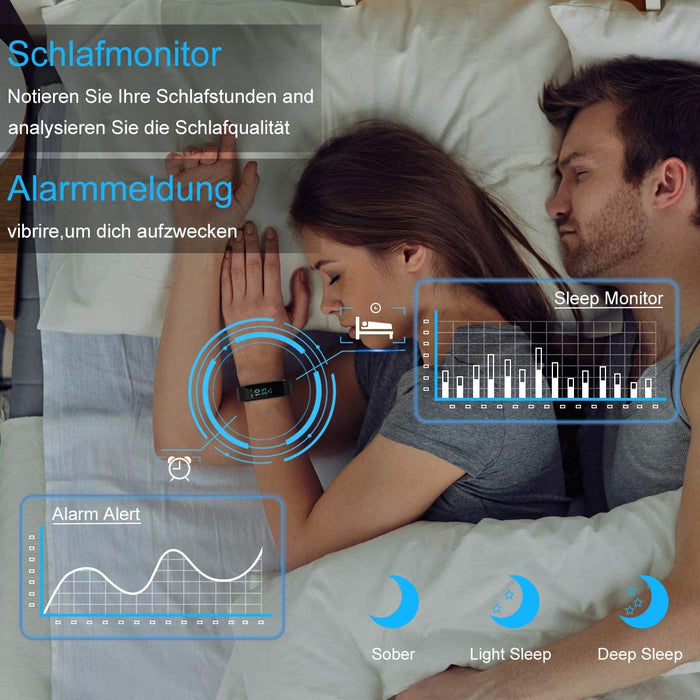 Fitness Armband Schrittzähler, Fitness Tracker mit Herzfrequenzmesser Blutdruckmessung Pulsuhr Kalorienzähler, IP68 Wasserdichter Smartwatch Fitness