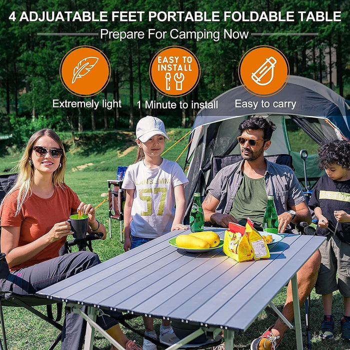 Aluminium Campingtisch klappbar Klapptisch faltbar tragbar leicht Falttisch Tischbein Höheneinstellbar Tischplatte Größe 89.9 x 53cm