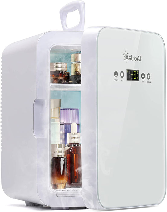 Mini Kühlschrank, 10 L/15 Dosen mini Fridge, mit digitale Temperaturregelung, für Hautpflege, Kosmetik, Medikamente, AC/DC für Zuhause und Reisen