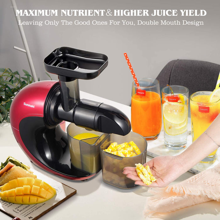 Entsafter Slow Juicer, Sunmaki Gemüse und Obst Profi Entsafter mit langsam, Kaltpress-Entsafter mit leisem Motor und Rückwärtsfunktion