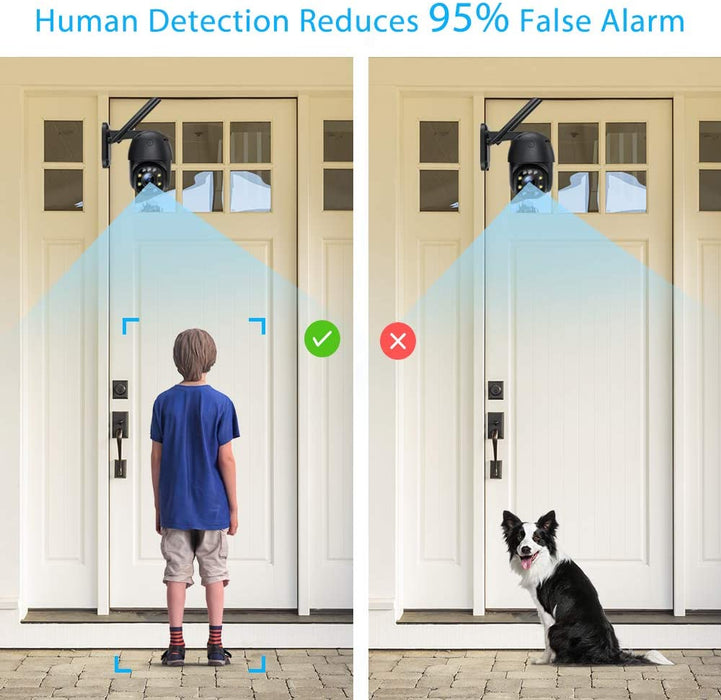 5X Optischer Zoom Überwachungskamera Aussen WLAN, Ctronics Dome PTZ WiFi IP Kamera Outdoor mit Mensch Bewegungsmelder, Automatische Verfolgung