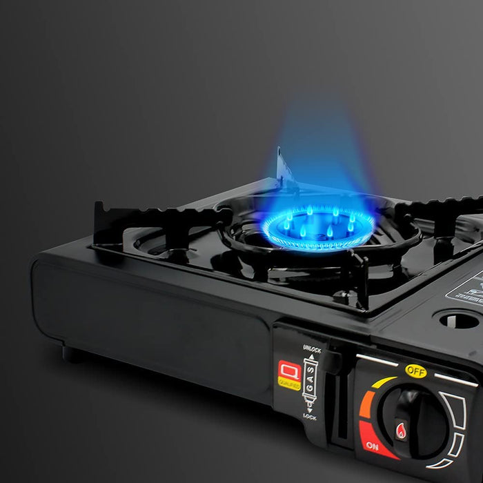 Camping GASKOCHER Set KOCHER IM TRAGEKOFFER Doppelzweck interne tragbare gaskartuschen oder externe Gasflasche Campingkocher