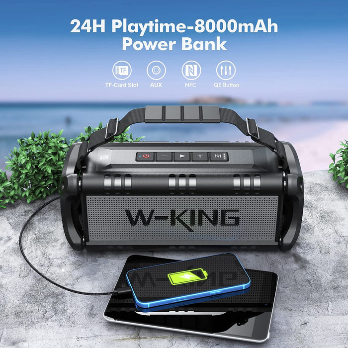 50W(70W Gipfel) Bluetooth Lautsprecher IPX6 Wasserdicht, 24 Stunden Laufzeit, 8000mAh Power Bank, 30 Meter Reichweite, Tragbare Bluetooth Speaker