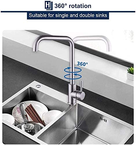 360° drehbar Küchenarmatur aus Edelstahl Wasserhahn Küche Armatur Einhebelmischer Spültischarmatur Mischbatterie Spüle Spültischbatterie Hochdruck