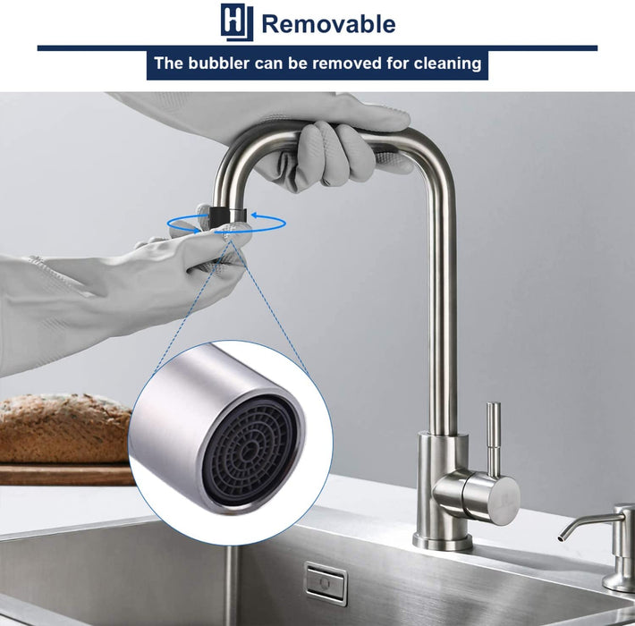 360° drehbar Küchenarmatur aus Edelstahl Wasserhahn Küche Armatur Einhebelmischer Spültischarmatur Mischbatterie Spüle Spültischbatterie Hochdruck