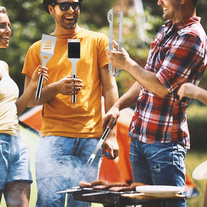 25pcs Edelstahl Grillbesteck Set im Koffer Grillkoffer Grillzubehör Set für Männer Grill Werkzeugset mit Geschenkverpackung, Camping BBQ Grillset