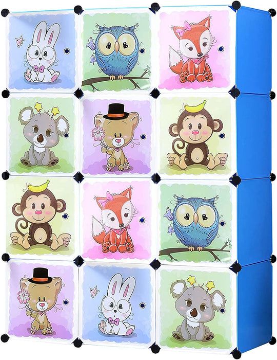 rweiterbares Kinderregal Kinder Kleiderschrank Stufenregal Bücherregal mit Türen & 2 Aufhängern, tiefere Fächer als normal (45 cm vs. 35 cm) 