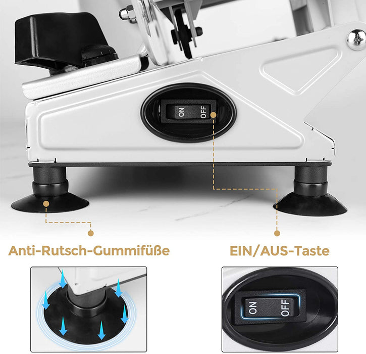 Allesschneider Elektrisch mit 170mm rostfreies Edelstahlmesser, 0-15mm einstellbare Dicke, abnehmbares Design, Brotschneidemaschine für Heimgebrauch