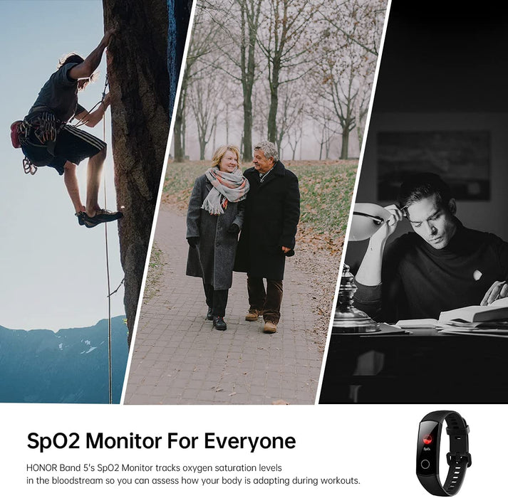 Honor Band 5 Fitness Armband mit Herzfrequenzmesser IP68 wasserdichter Aktivitäts Tracker Sportuhr Fitness-Schrittzähleruhr, Schwarz