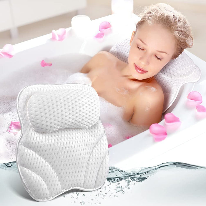 Badewannenkissen rutschfest Badewanne Kissen mit 6 Saugnäpfen - Badekissen mit 4D Air Mesh Technologie Bath Pillow für Whirlpool Spa Massage Wellness