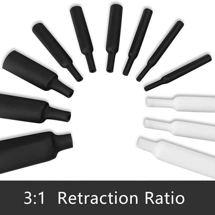 Schrumpfschlauch Kit, Eventronic 300Pcs 3: 1 Dual Wall Adhesive Gefüttert Schrumpfschlauch Rohr mit 7 Größe, 2 Farbe (Schwarz, Weiß)