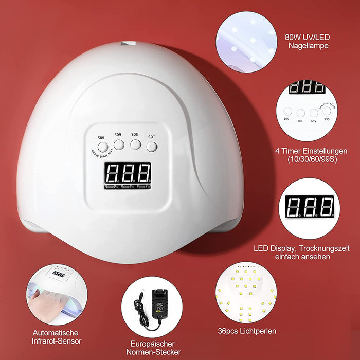 15+3pcs Gel Nagellack Starter Set UV Nagellack 80W UV/LED Nagellampe Nageldesign Set UV Gellack Gel Nägel Farbgel Maniküre komplettes Set