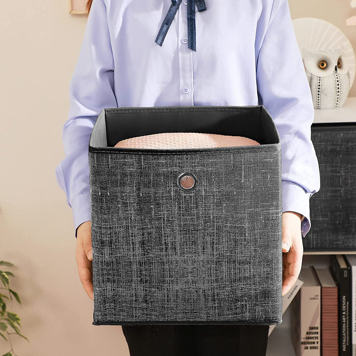 Aufbewahrungsboxen, 6er Set, faltbare Stoffboxen, Vliesstoff, Würfel, Aufbewahrungskörbe, Organizer für Spielzeug, Kleidung, schwarz