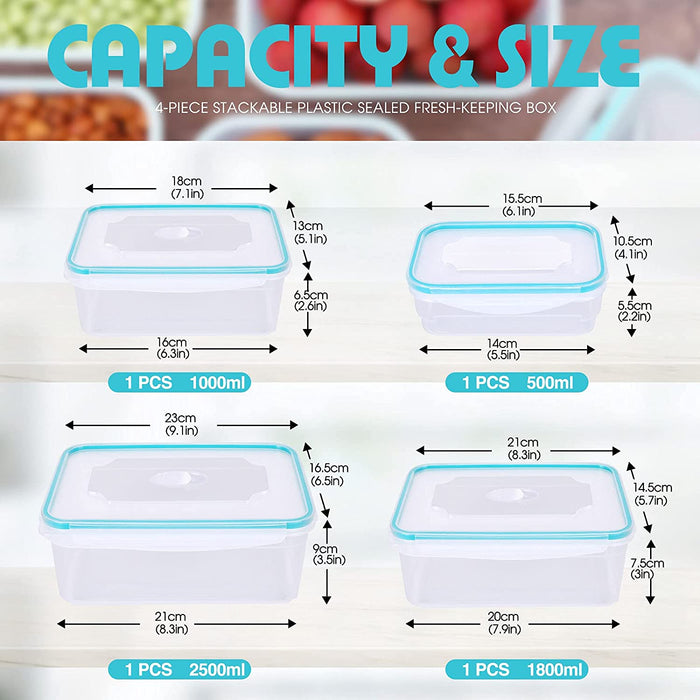 Frischhaltedosen,Leicht Mahlzeit Prep Boxen BPA-Frei - 8 -Teiliges Set (4 Boxen + 4 Deckel) als Vorratsdosen Snackbox oder Brotdose