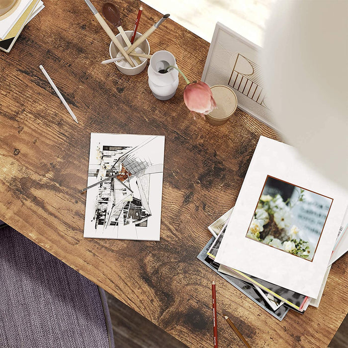 Schreibtisch, Computertisch, PC-Tisch, Bürotisch, mit 2 Ablagen auf der rechten oder linken Seite, fürs Büro, Wohnzimmer, Stahlgestell