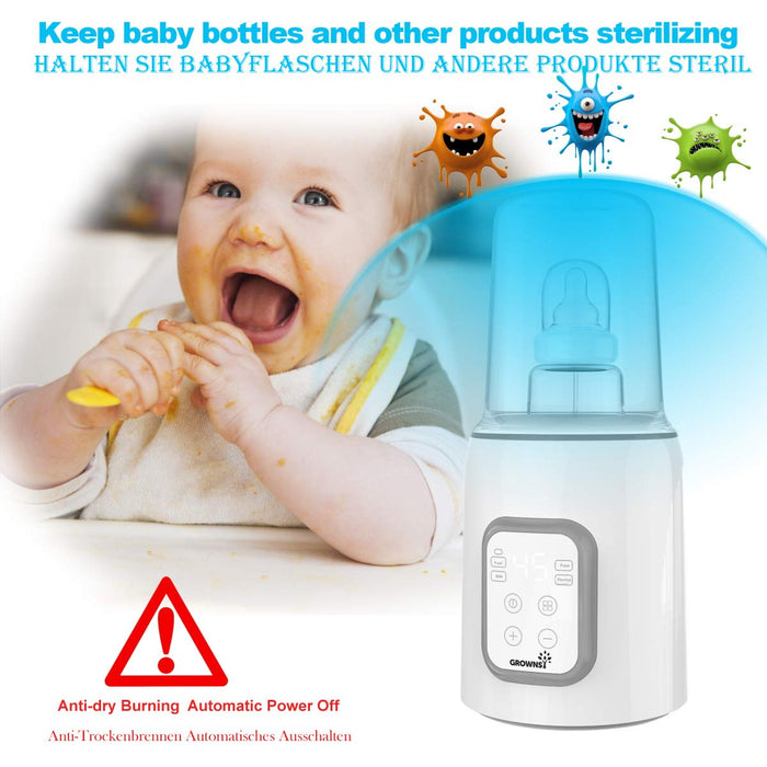 Flaschenwärmer baby Sterilisator für babyflaschen 5-in-1Fast Babynahrungsheizung Warmhalten von Babynahrung & Abtauung BPA-freier Fläschchenwärmer