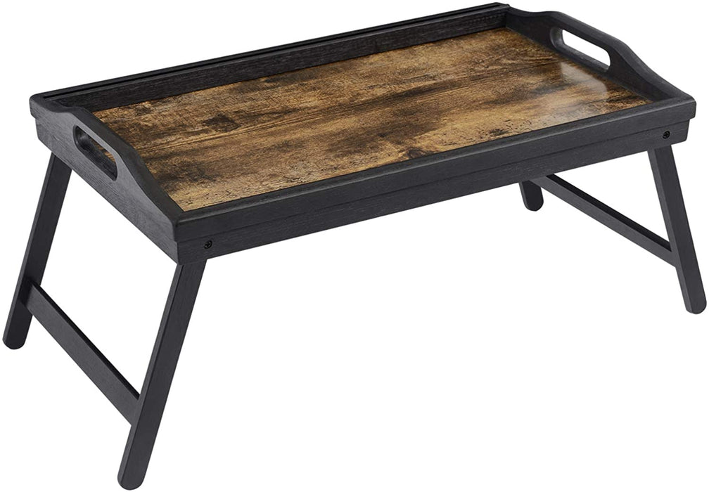 Betttablett, Frühstückstablett, Laptopständer, mit klappbaren Beinen aus Bambus, für Bett, Sofa, für Snacks, mit Rille für Handy