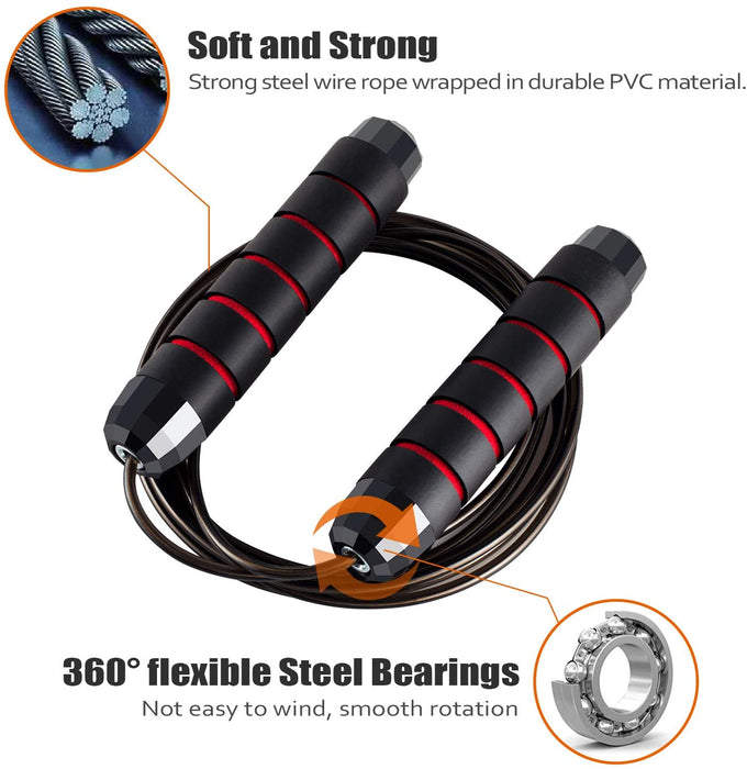 2 Stück Springseil, Speed Rope Springseil mit Kugellagern, Länge Einstellbar, Jump Rope mit Rutschfesten Handgriffe, Seilspringen für Fitness