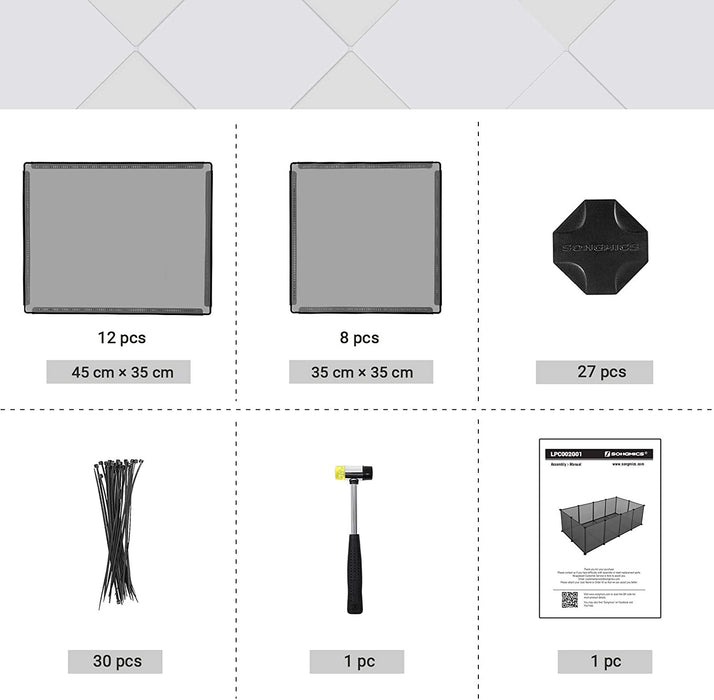 Freigehege mit Bodenplatten, Laufstall, aus Kunststoff, Gehege für Kleintiere, Meerschweinchen, Hamster, Kaninchen, grau