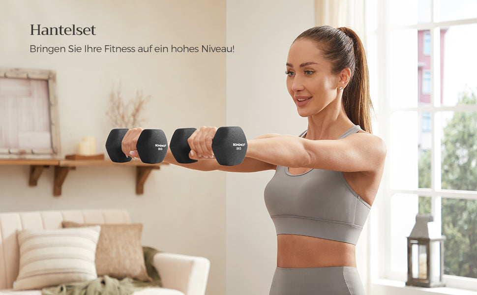 Hanteln, 2er Set, Kurzhanteln, Krafttraining, zu Hause, im Büro, Fitnessstudio 5KG