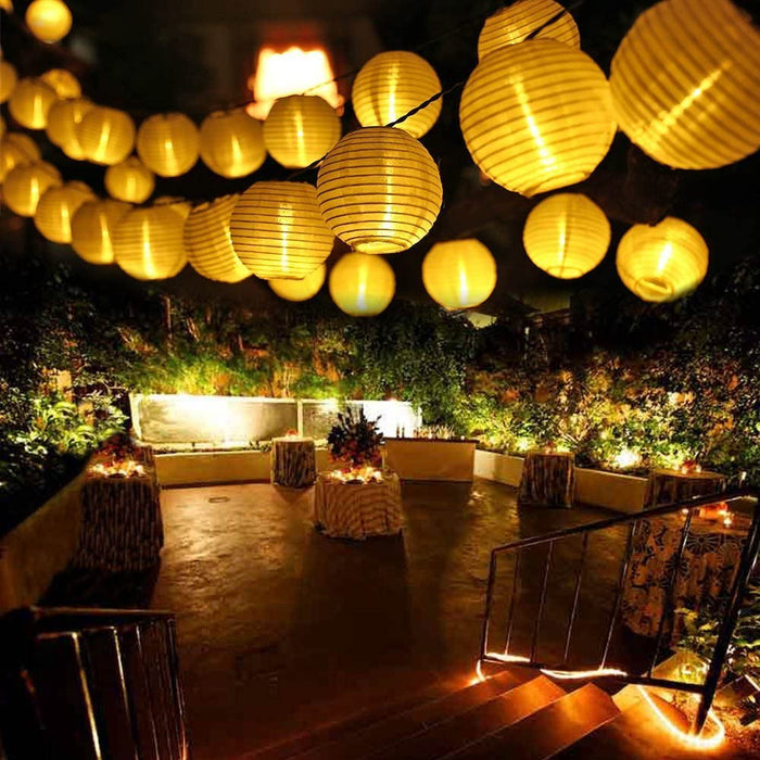 Solar Lichterkette Lampion Außen 6 Meter 30 LED Laternen 2 Modi Wasserdicht Solar Beleuchtung für Garten, Hof, Hochzeit, Fest Deko (Warmweiß)
