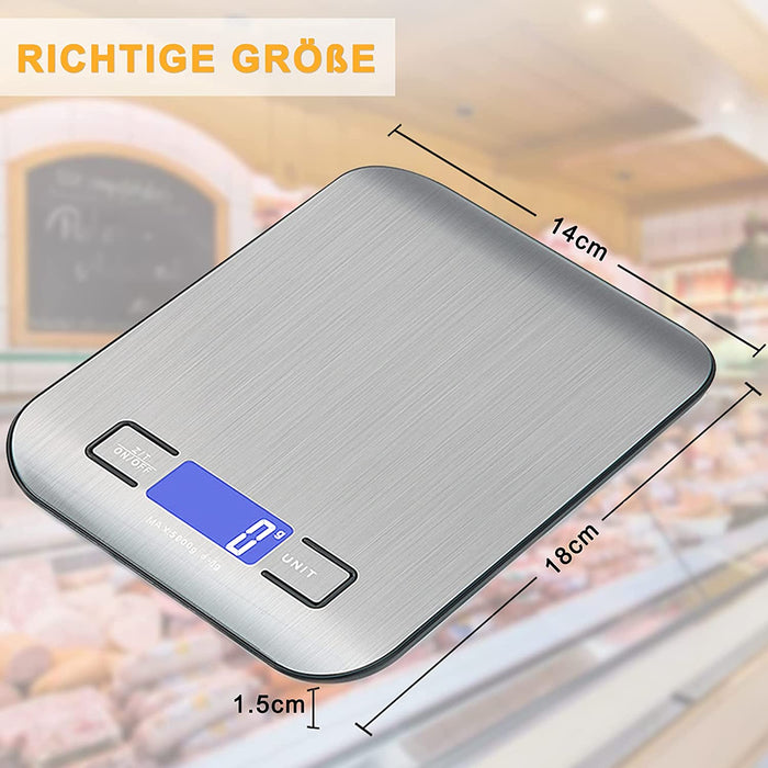 1g bis 5kg Küchenwaage, Digitalwaage mit LCD-Display, Hochpräzise Professionelle Electronische Waage(5kg Maximalgewicht)