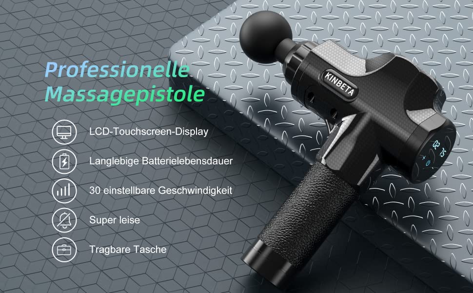 Massagepistole Massagegerät, Leistungsstarke 14MM Tiefengewebe Massage Gun 30 Geschwindigkeiten Massage Pistole Elektrisch mit 7 Köpfe