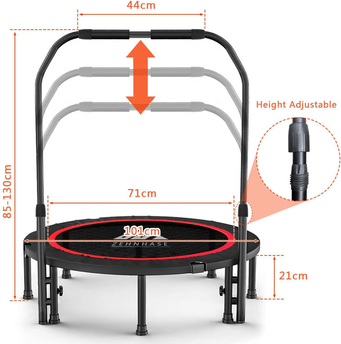 Fitness-Trampolin faltbar, für Erwachsene, Trampolin, für den Innen- und Außenbereich, für Training, Fitness, Indoor, Garten, 38 Zoll, Traglast 150 kg