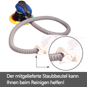 Druckluft schleifgerät, Exzenter poliermaschine, SPTA 125mm/150mm Exzenterschleifer Schleifmaschine mit 24 Schleifpapier und 3 Polierschwamm