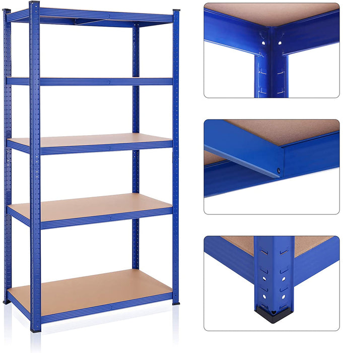 Lagerregal, Schwerlastregal, Kellerregal, 200 x 100 x 50 cm, bis 875 kg belastbar, 5 verstellbare Ablagen, Regal aus Metall, Steckregal, Werkstattregal