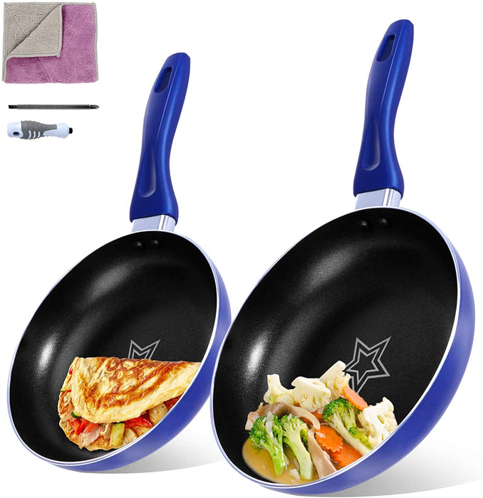 Aluminium Induktion Pfanne Set,2 Stück Bratpfanne 20 & 26cm,Antihaftbeschichtung, Rutchfest Griff, Spülmaschinenfest